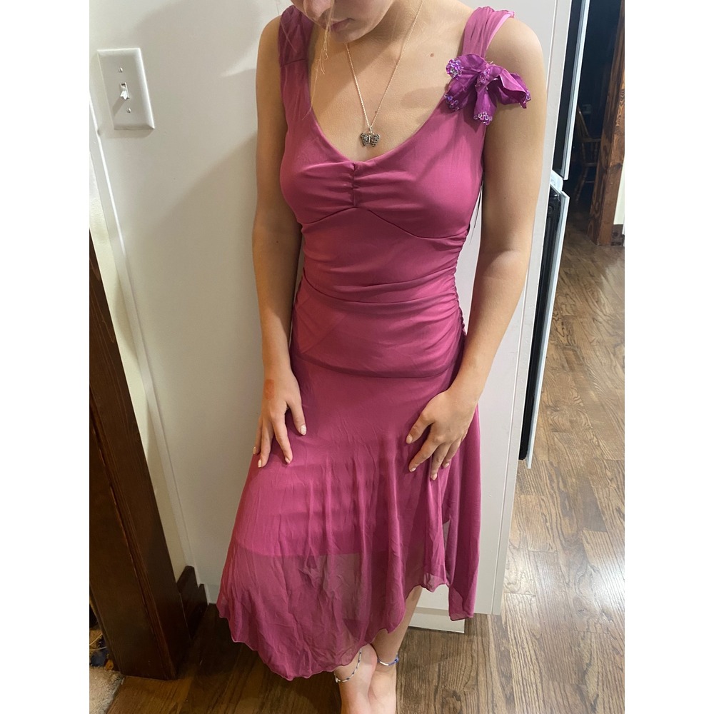 My Michelle Y2K Vintage Magenta Pink Handkerchief Hem Midi Dress NWT Fairycore M